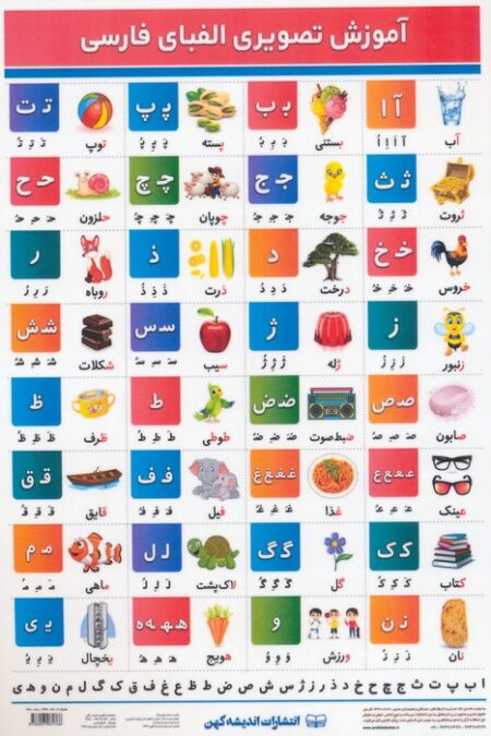 پوستر وایت بردی آموزش تصویری الفبای فارسی A4 (گلاسه)