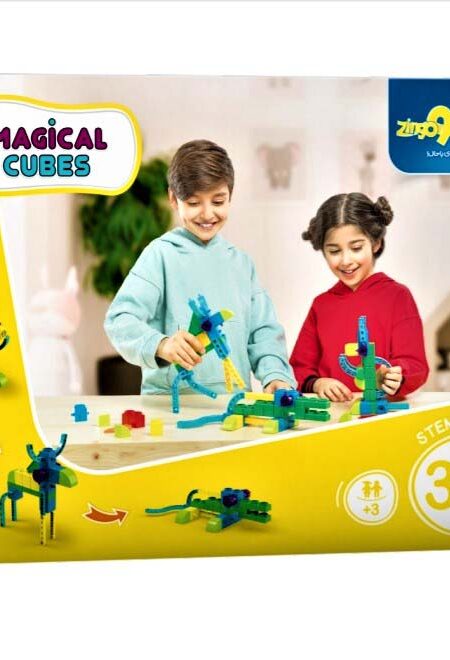 بسته اسباب بازی مکعب های جادویی 1*3 (افزایش مهارت های شناختی و حرکتی)،(کد 032)،(32قطعه،باجعبه)