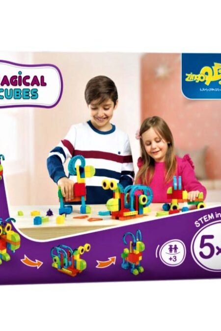 بسته اسباب بازی مکعب های جادویی 1*5 (افزایش مهارت های شناختی و حرکتی)،(کد 058)،(58قطعه،باجعبه)