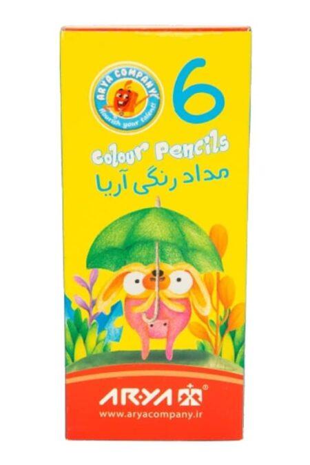 مداد رنگی 6 رنگ مدل کوتاه آریا