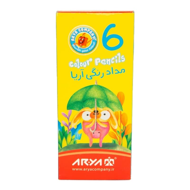 مداد رنگی 6 رنگ مدل کوتاه آریا