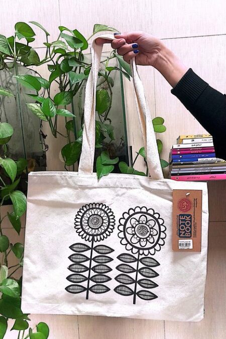 کیف پارچه ای بزرگ (کد 405)،(طرح گل)