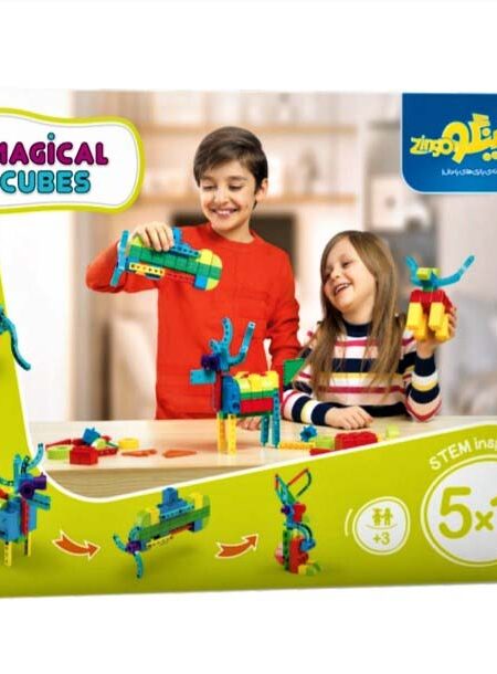 بسته اسباب بازی مکعب های جادویی 1*5 (افزایش مهارت های شناختی و حرکتی)،(کد 048)،(48قطعه،باجعبه)