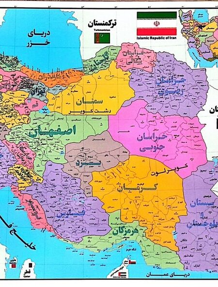 پوستر وایت بردی نقشه تقسیمات کشوری ایران A3 (گلاسه)
