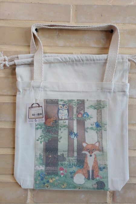 کیف پارچه ای جیب دار 31*37 (طرح کلیله و دمنه،کد 2114)